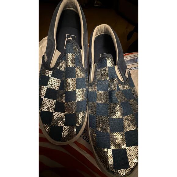 Vans denim slide on sneakers